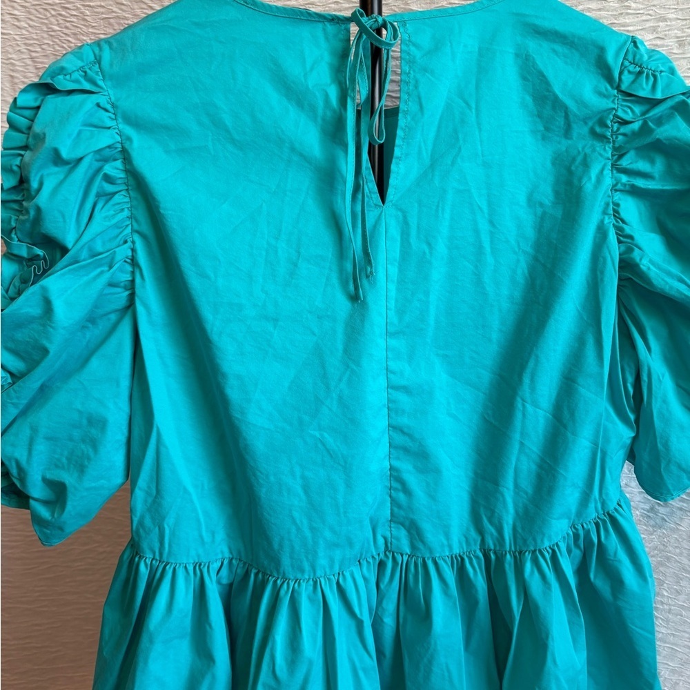 Marc New YorkTeal Ruffled Sleeve Blouse - Picture 4 of 9